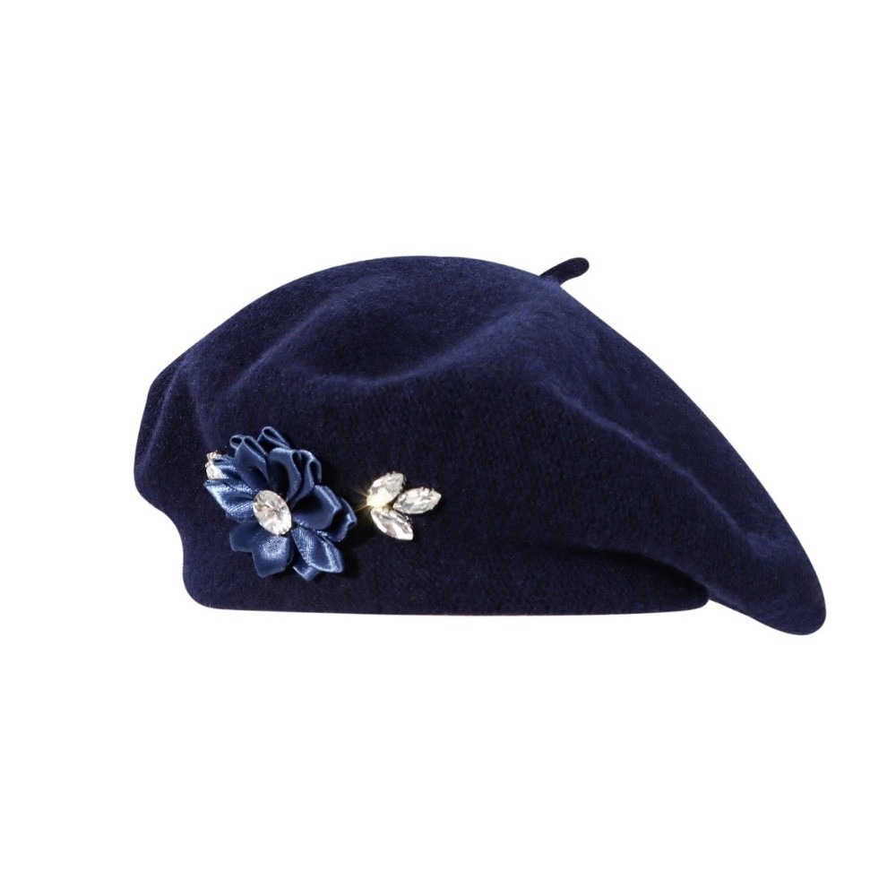 Beret Wol Warna Solid Manis de - Beret French Wool ulasan dan harga