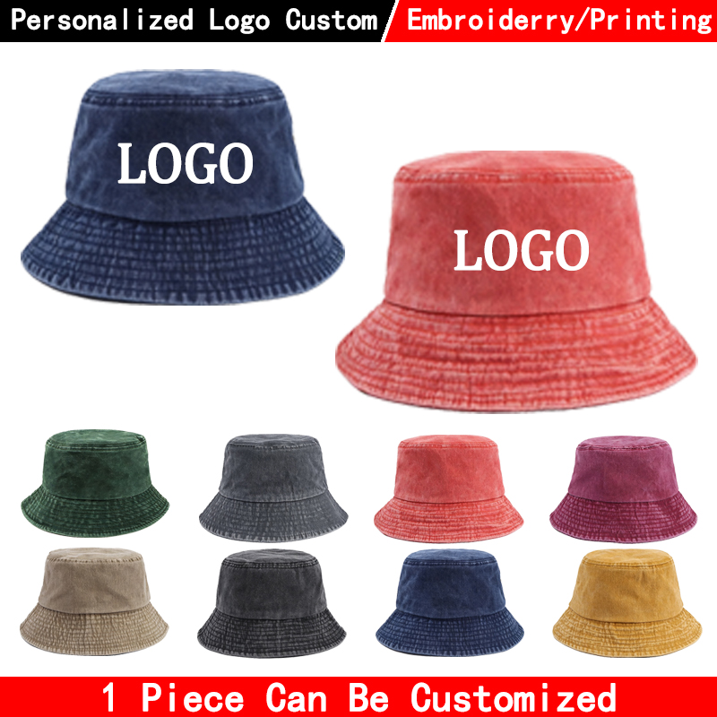 Topi ember denim dengan logo k - Bucket Hat Cotton ulasan dan harga
