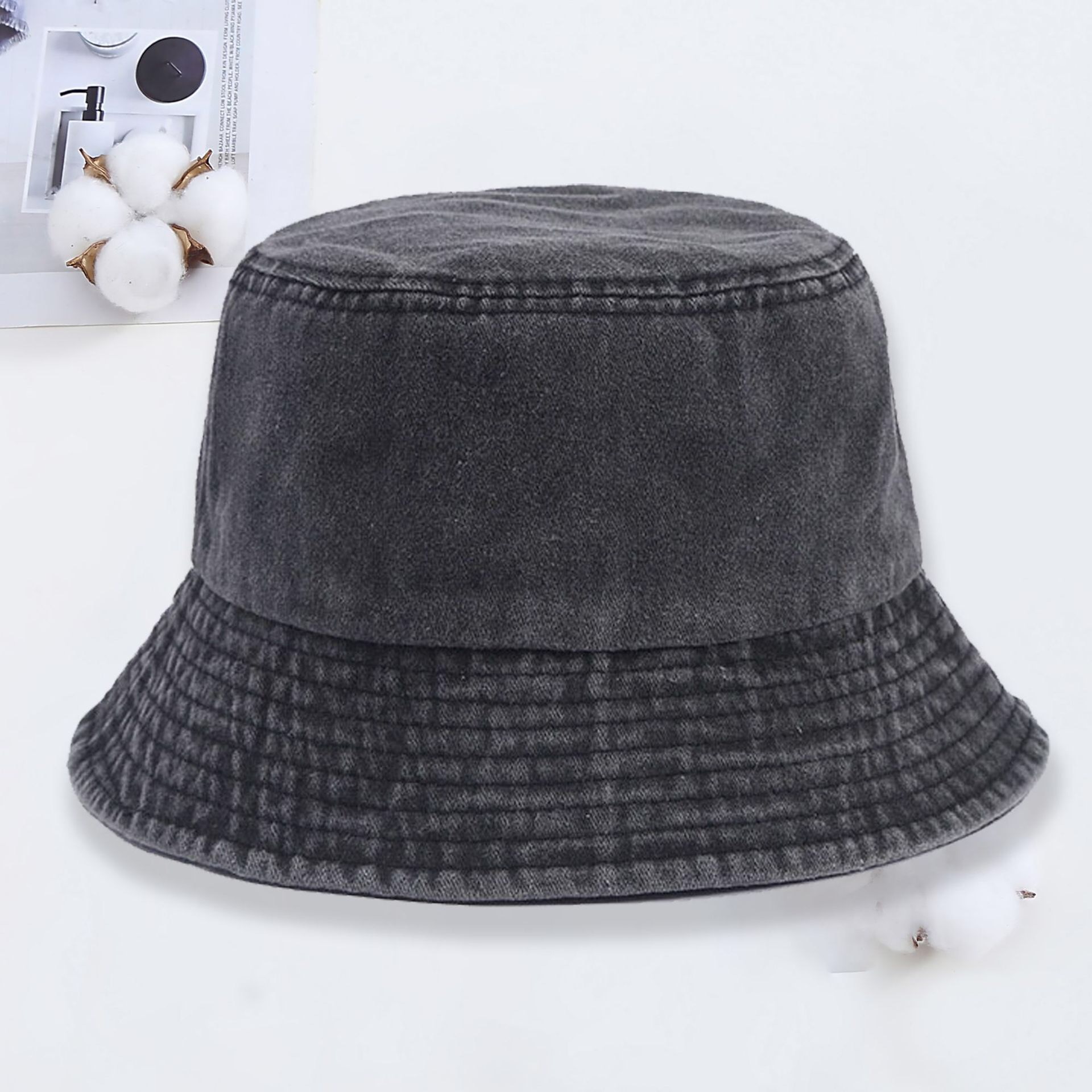 Topi ember denim dengan logo k - Bucket Hat Cotton ulasan dan harga