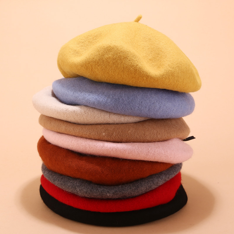 15 Warna, Topi Beret Wol Murni - Beret French Wool ulasan dan harga
